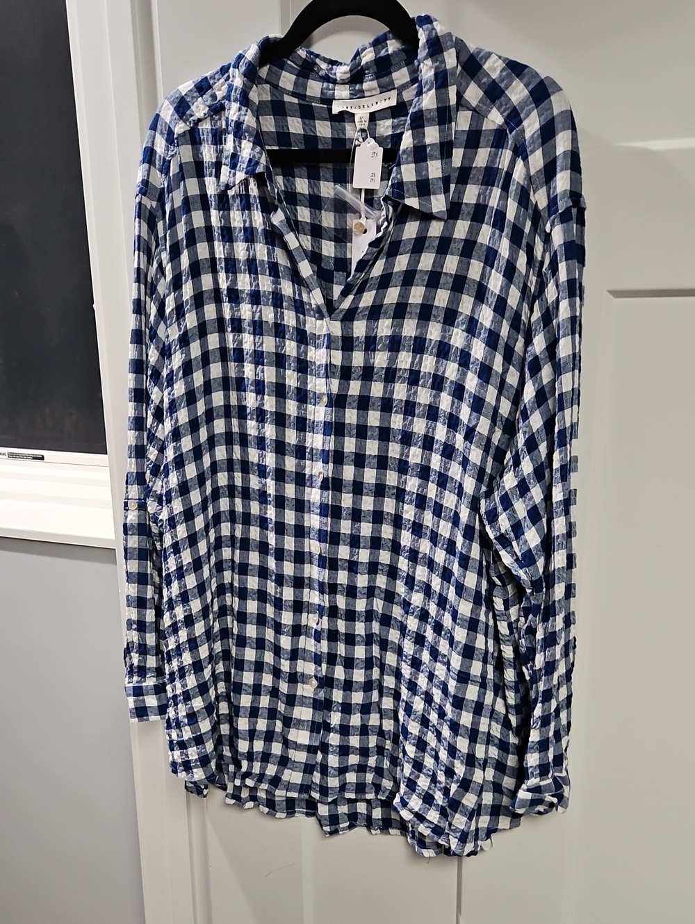 Jane and Delancey Blue and White Gingham Button-Down Shirt